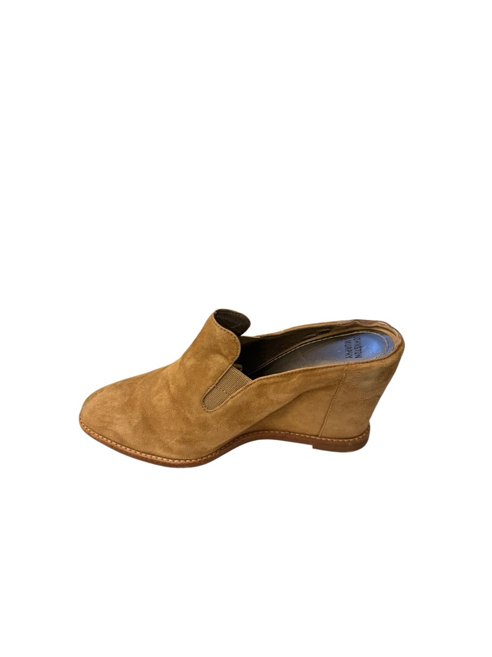 Johnston and Murphy Tan Suede Wedge Slip-On Mule